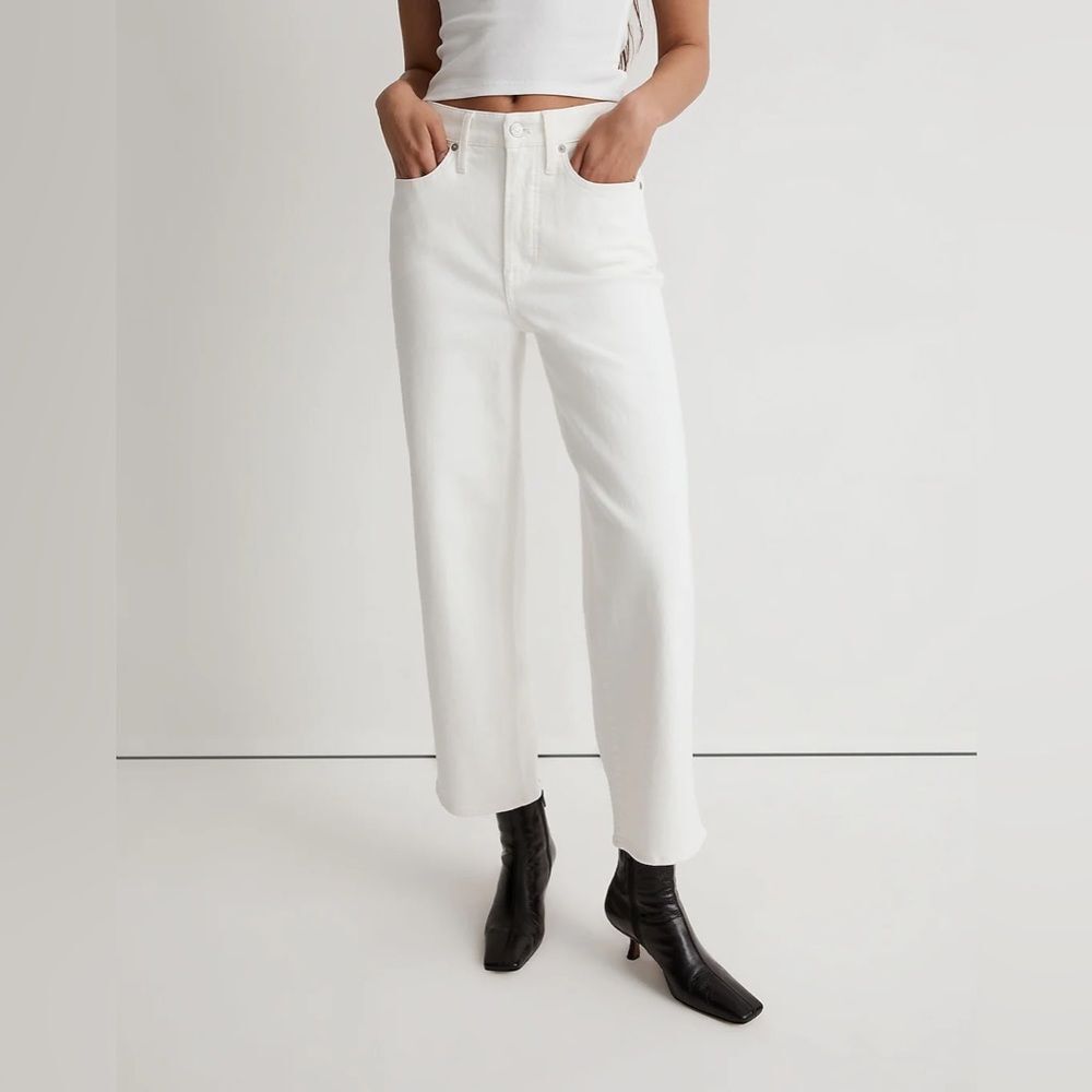 Madewell NWT Petite Perfect Vintage Wide Leg Crop Jeans Size 32P in Tile White